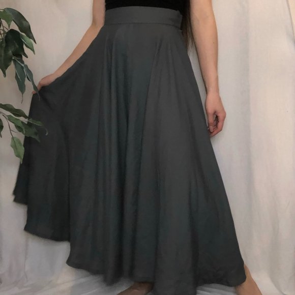 Floor Length A-line Full Grey Skirt - Picture 2 of 6